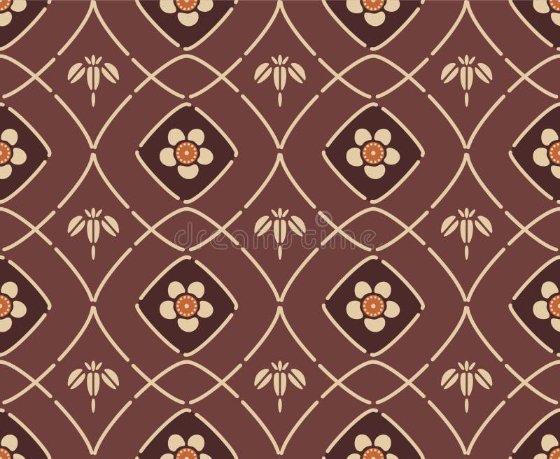 Japanese Flower Curl Diamond Vector Seamless Pattern vector illustration