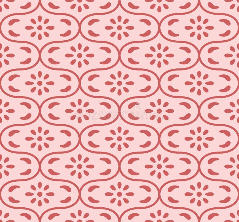 Japanese Flower Curl Line Mosaic Vector Seamless Pattern royalty free illustration