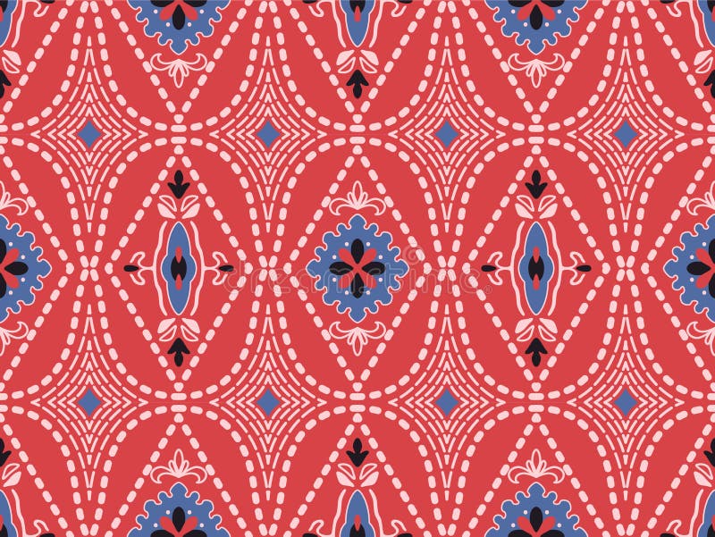 Japanese Flower Ellipse Net Vector Seamless Pattern royalty free illustration