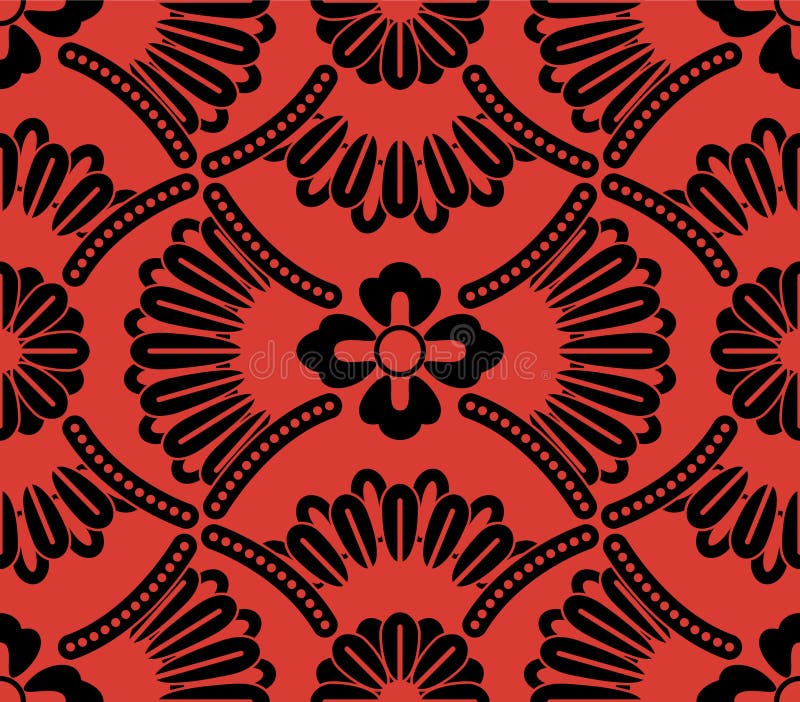 Japanese Flower Fan Net Vector Seamless Pattern vector illustration