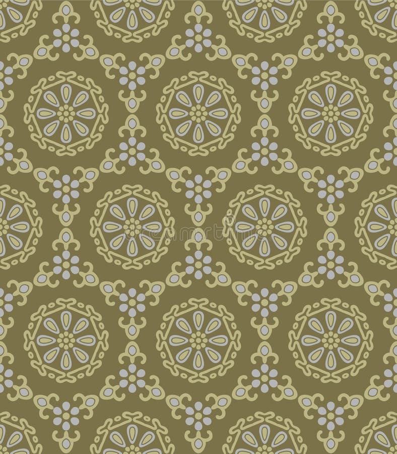 Japanese Flower Hexagon Net Vector Seamless Pattern vector illustration