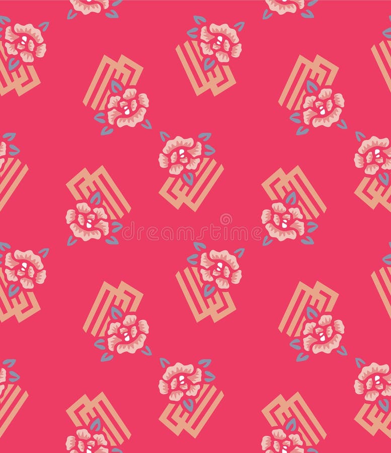 Japanese Flower Leaf Motif Vector Seamless Pattern royalty free illustration