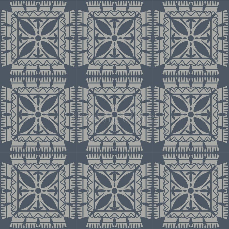 Japanese Flower Square Vector Seamless Pattern vector illustration