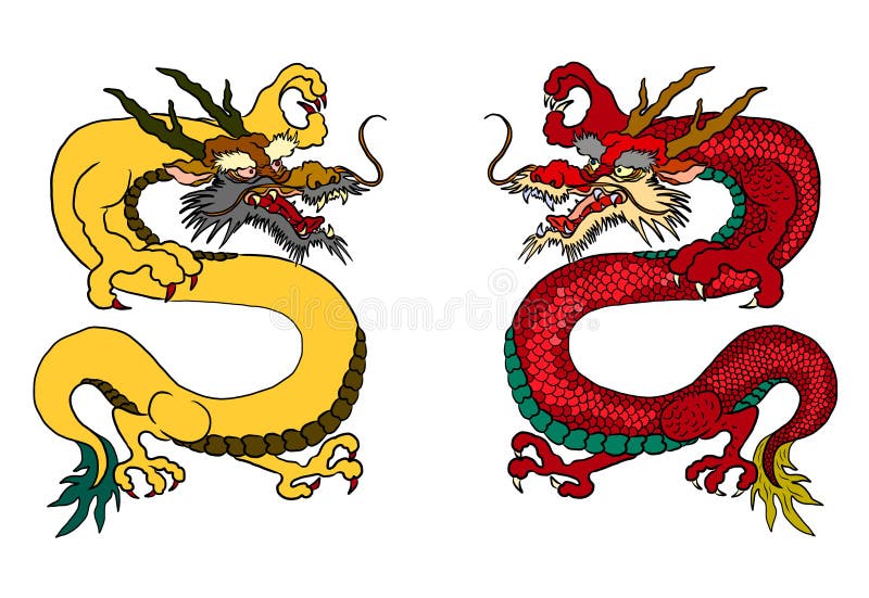 Chinese Dragon  Lucky Animal for Buddhism Stock Vector -  Illustration of botanical, backgroundsilhouette: 179089839