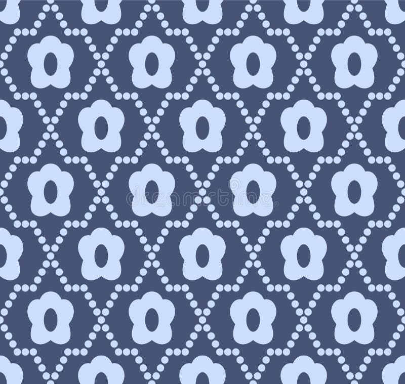 Japanese Flower Zigzag Net Vector Seamless Pattern stock illustration