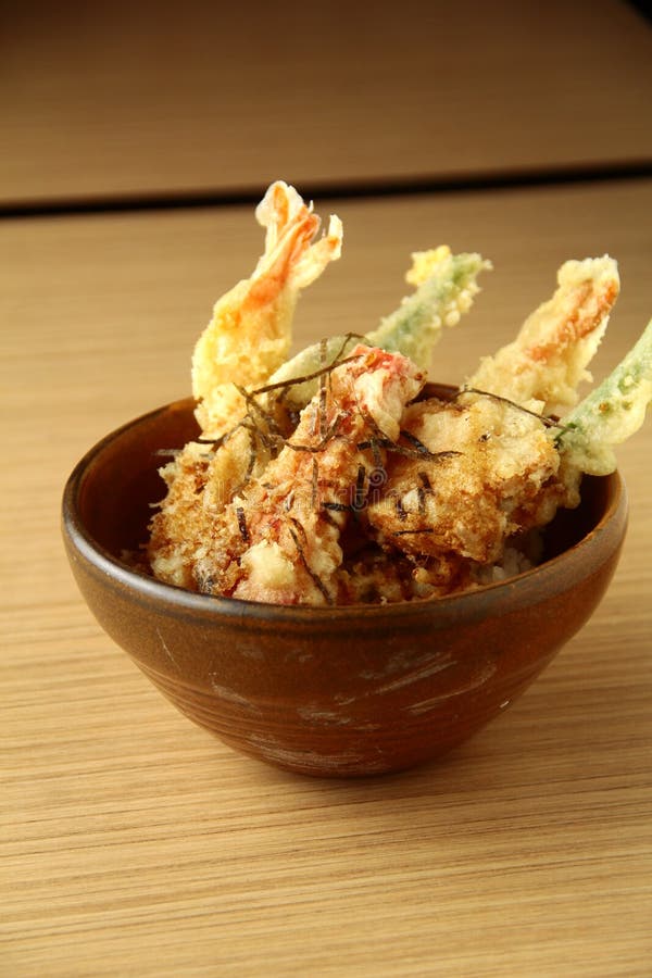 Japanese Food Called Shrimp Tempura in a Plate Stock Image - Image of