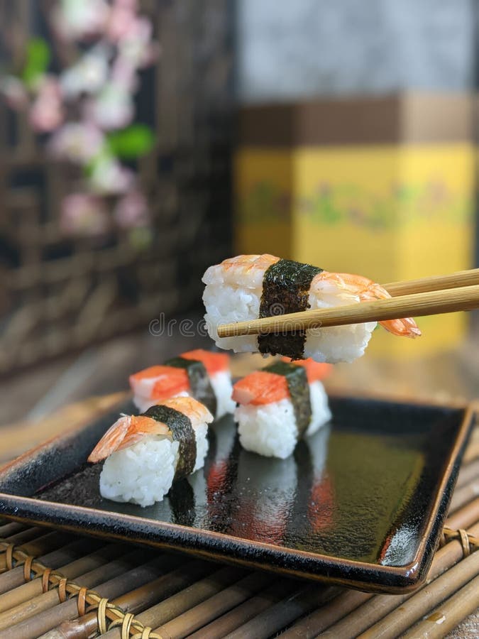 Japanese Food Called Sushi with Shrimp and Crab Stock Image Image of