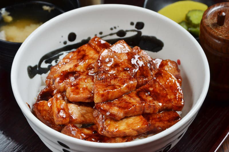 The pork steak cover rice stock photo. Image of japanese - 30032836