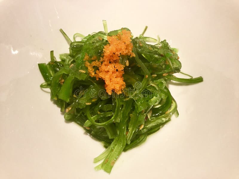 Japanese food. Wakame and Tobiko.