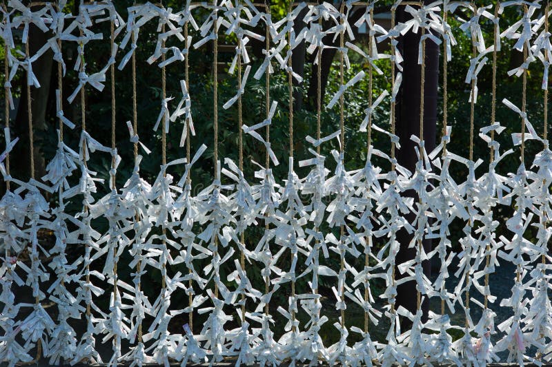 Japanese Fortune Paper in Shrine. Editorial Stock Photo - Image of gate