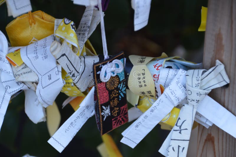 Omikuji Or Fortune Telling Paper Stock Photo - Image of buddhism
