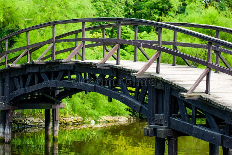Japanese Garden Bridge stock image. Image of grass, landscaping 26299613