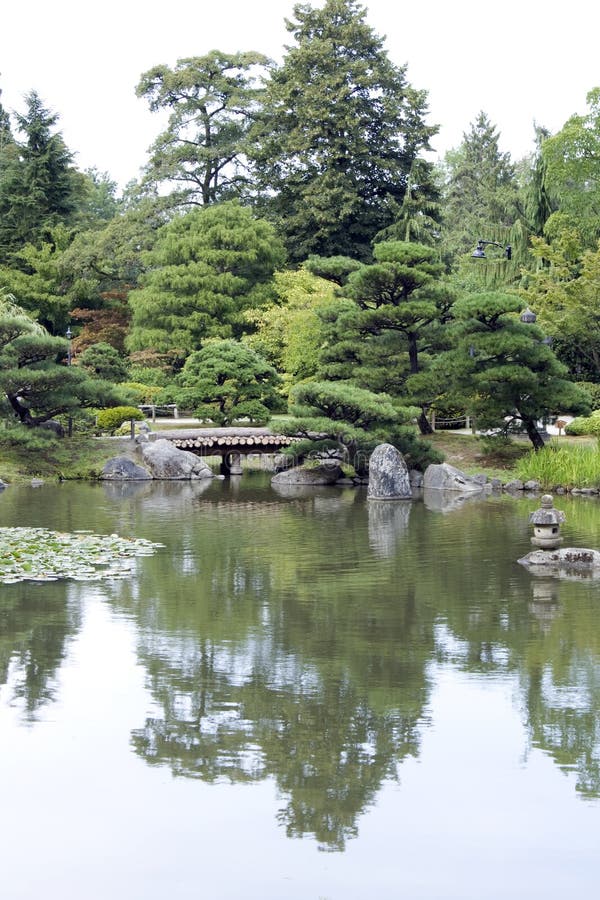 Japanese garden with bridges