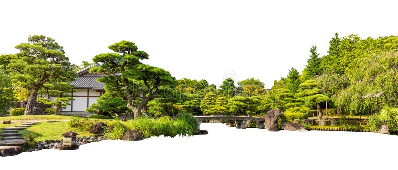 Japanese Garden Isolated on White Background Stock Photo - Image of clip,  orient: 185217432