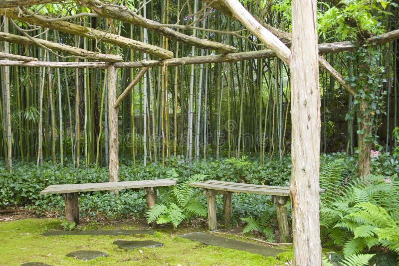 Japanese Garden Meditation Benches Stock Photo Image of area, reflect