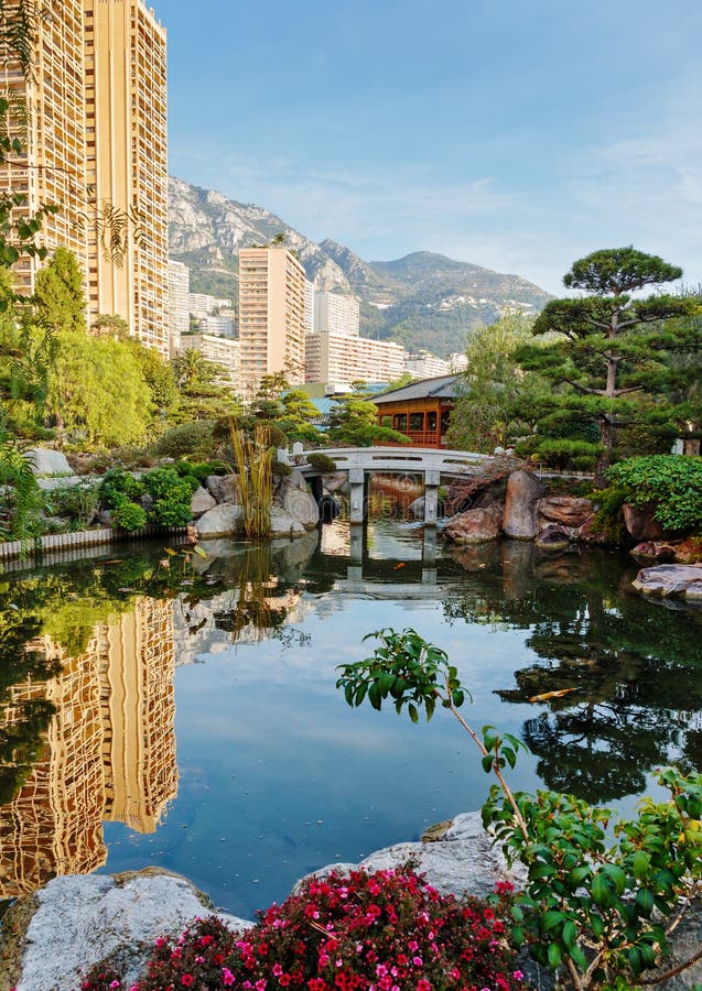 Japanese Garden in Monte Carlo Stock Photo - Image of nature, building ...