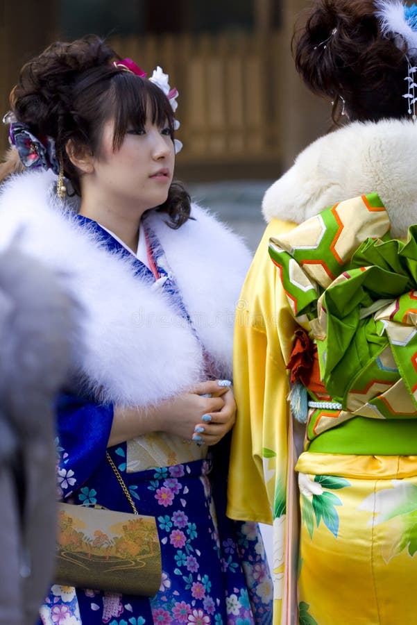 Japanese girl kimono coming of age(seijin shiki) stock photos