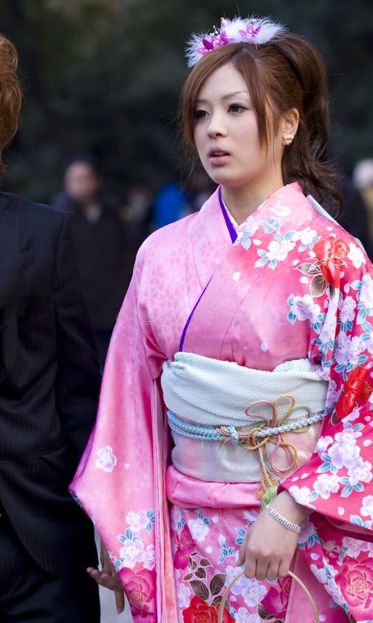 Japanese girl kimono coming of age(seijin shiki) royalty free stock image