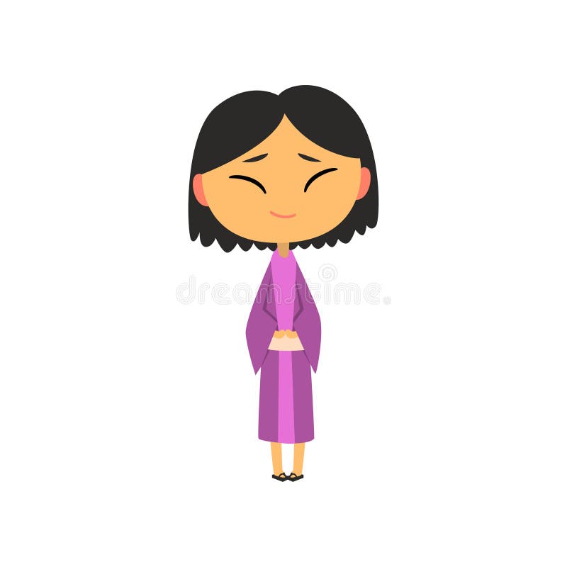 Japanese Girl in National Clothes, Kid Cartoon Character in Traditional  Costume Vector Illustration on a White Stock Vector - Illustration of  friendship, ethnic: 120302974