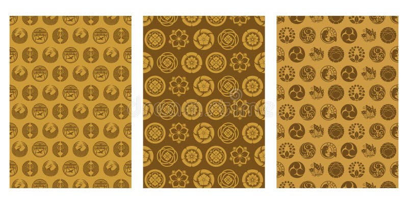 Japanese Gold Crest Bird, Fish, Butterfly, Leaf, Flower Abstract Vector Background Collection