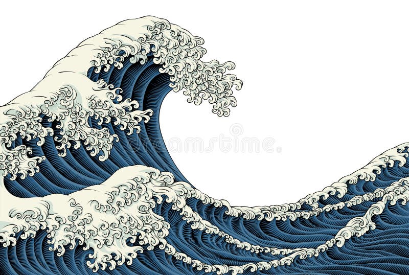 Japanese Great Wave Sea Japan Engraved Art Design