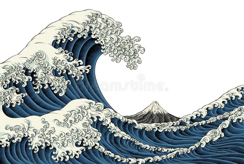 Japanese Great Wave Sea Japan Engraved Art Design