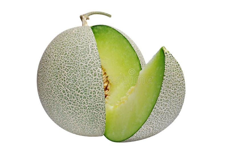 Japanese green melon isolated on white background, clipping path