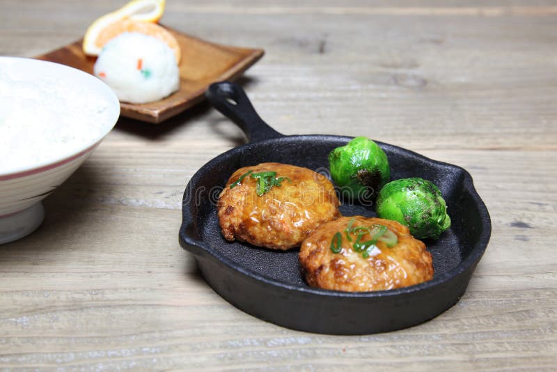 Japanese Hamburger Steak Made from Tofu and Minced Meat Stock Photo