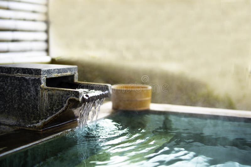 Japanese Hot Springs Onsen Natural Bath, in the Natural Healing Bamboo ...