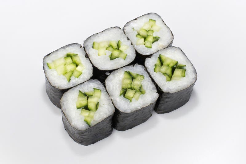 Japanese Kappa Maki Roll of Nori and Cucumber Photo - Image dinner, white: 184258912