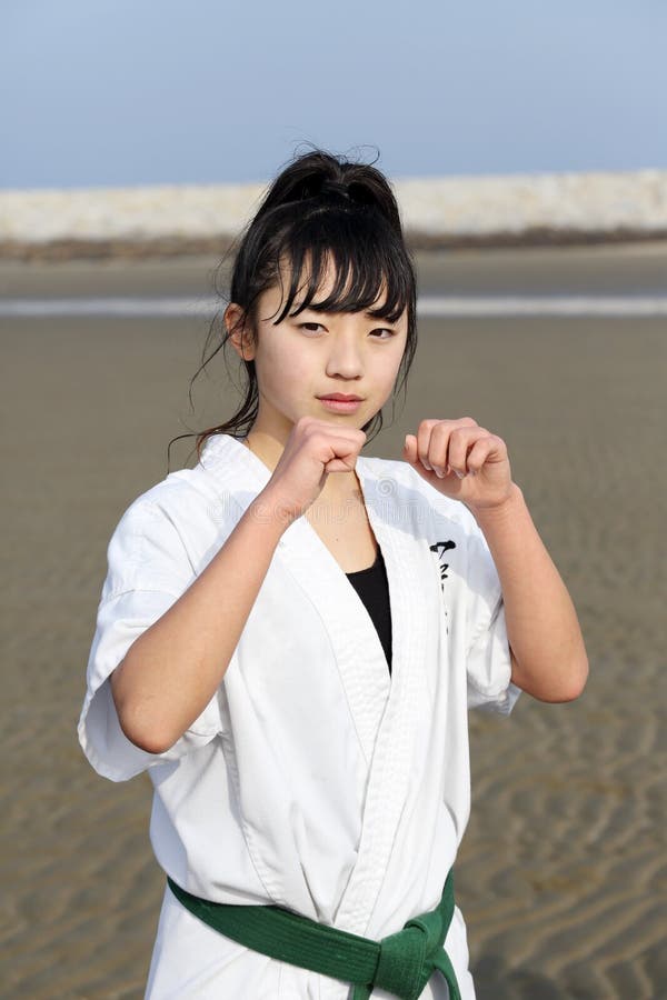 Japanese Karate Girl at the Beach Editorial Stock Image - Image of judo,  beach: 64945979