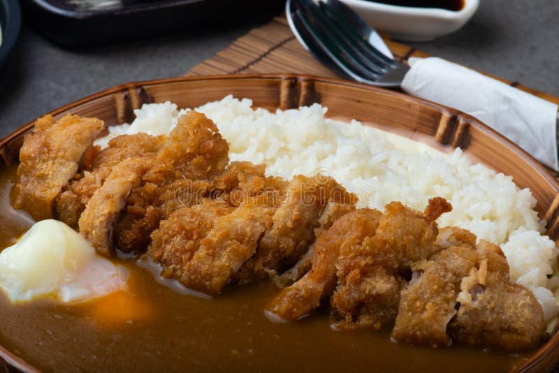 Katsu Curry; Curry Rice with Fried Pork Stock Image - Image of asia