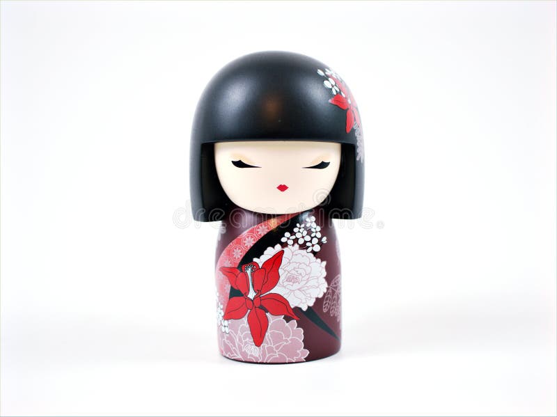 Japanese Kimmidoll Nobuko maxi kokeshi wooden doll isolated on white background ,souvernir