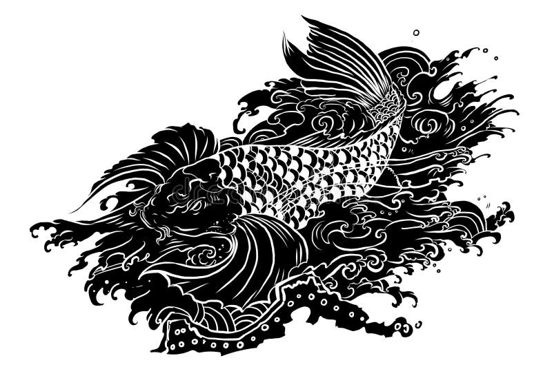Japanese Koi Fish Tattoo Chest Upper Stock Vector Royalty Free 1821842996   Shutterstock