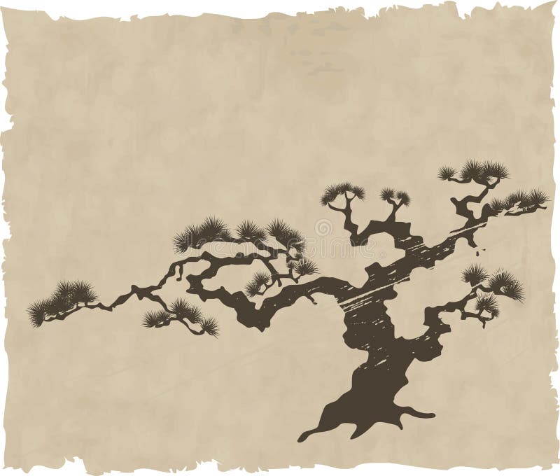 The Japanese landscape silhouette vector