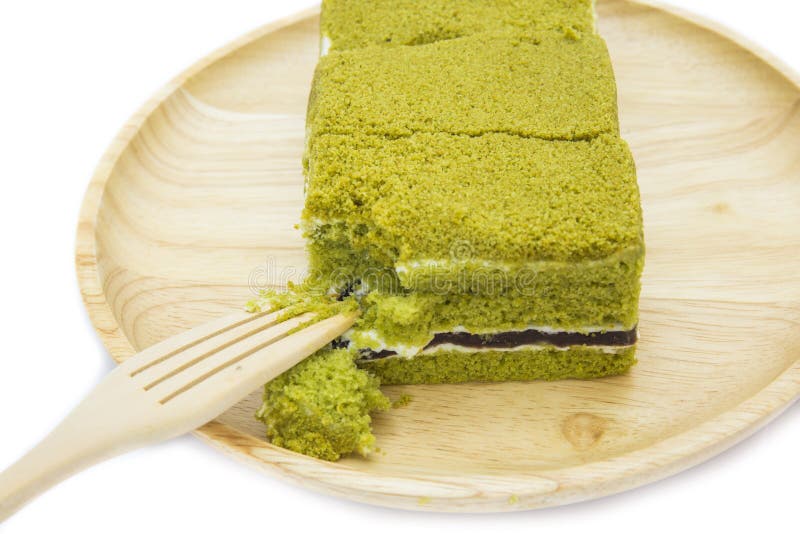 Closeup Japanese Matcha Green Tea Cake Cheesecake Stock Image Image