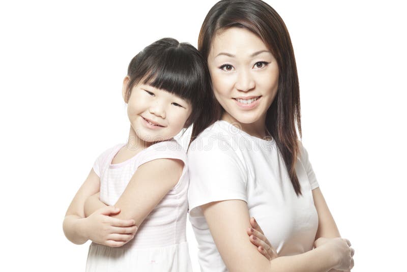 Japanese mother with daughter family portrait royalty free stock photography Japanese mother with daughter family portrait royalty free stock photography