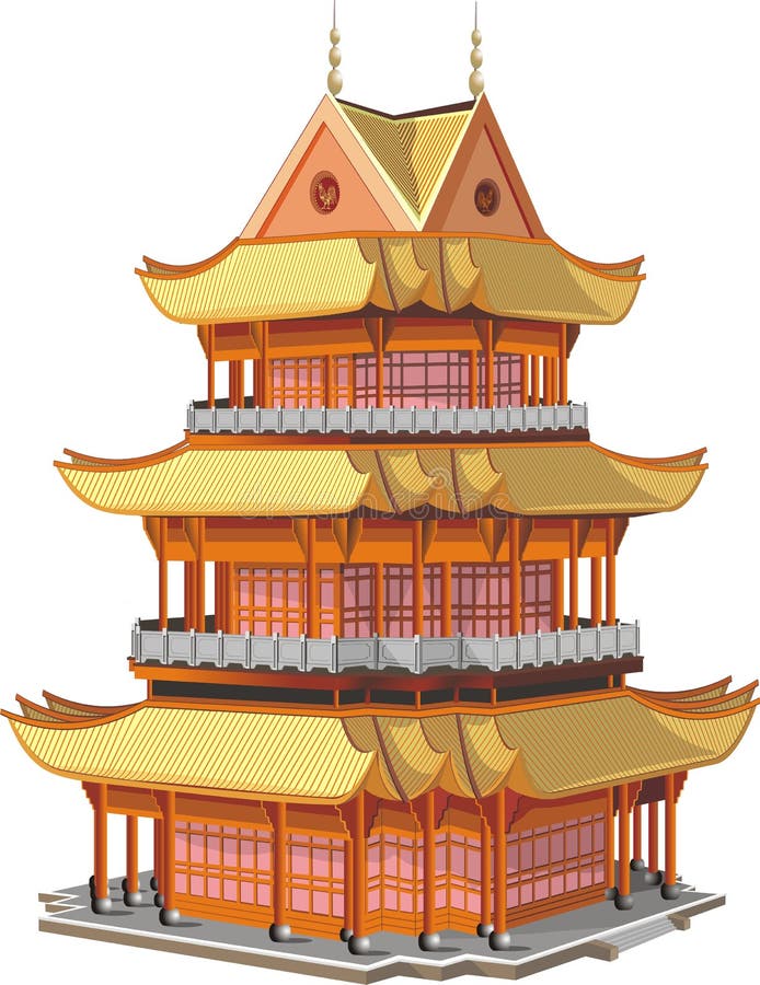 Japanese pagoda. stock vector. Illustration of buddhist - 91469153
