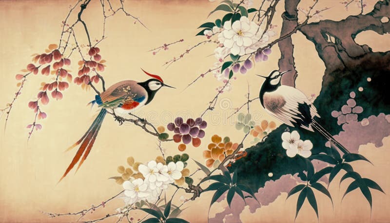 Japanese Painting - Serene Background for Wall Art and Wallpaper Stock  Photo - Image of asian, home: 272008922