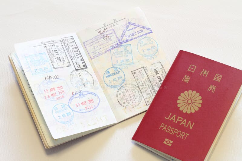 Japanese passport and visas on the passport royalty free stock image Japanese passport and visas on the passport royalty free stock image