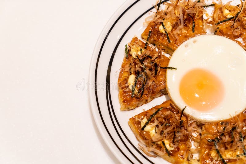 Japanese Pizza with Fried Egg Stock Photo Image of lunch, cooked