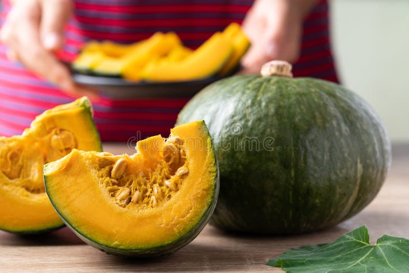 Japanese Pumpkin or Kabocha Prepare for Cooking Stock Photo Image of