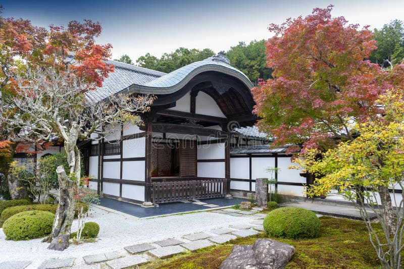 Japanese red maple tree during autumn in garden at Enkoji temple in Kyoto, Japan