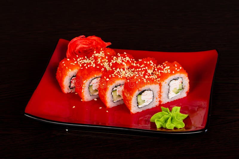 Japanese roll with crab stock photo. Image of dinner 125728316
