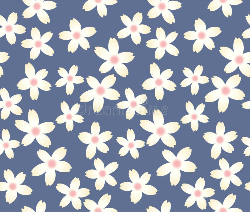 Japanese Romatic Fall Flower Vector Seamless Pattern