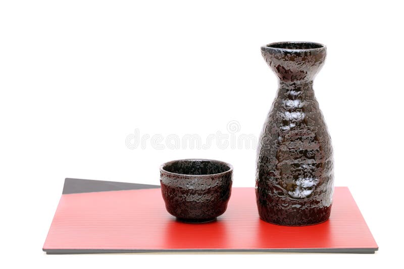 Japanese Sake Cup and Bottle Stock Image Image of pottery, gourmet