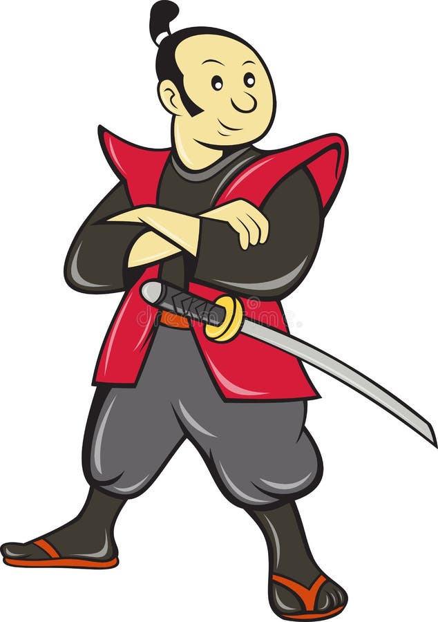 Japanese Samurai Warrior With Sword vector illustration