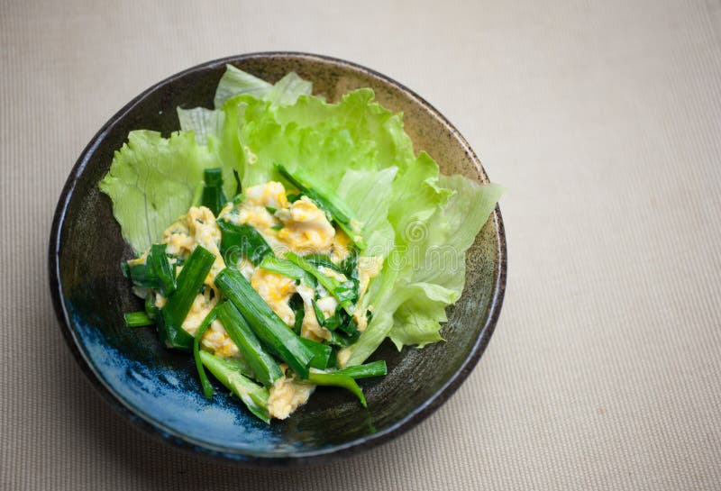 Japanese Scrambled Eggs, a Niratama Stock Photo Image of lettuce
