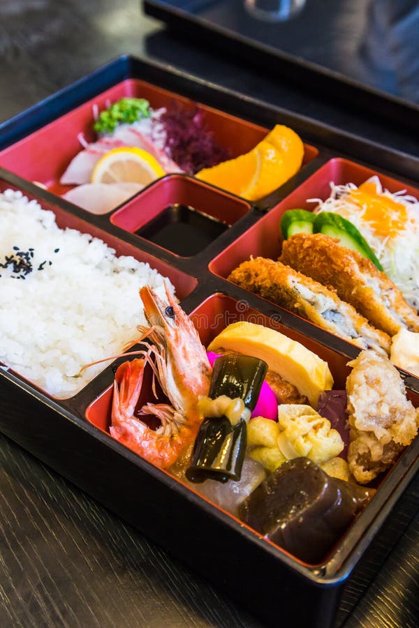Japanese seafood bento set stock image. Image of fish - 80964095