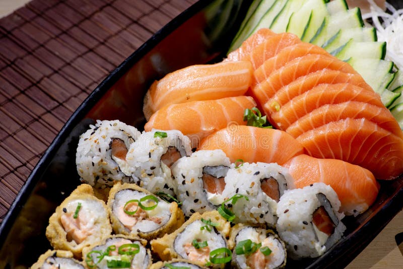 Japanese seafood sushi set stock photo. Image of caviar 258056398